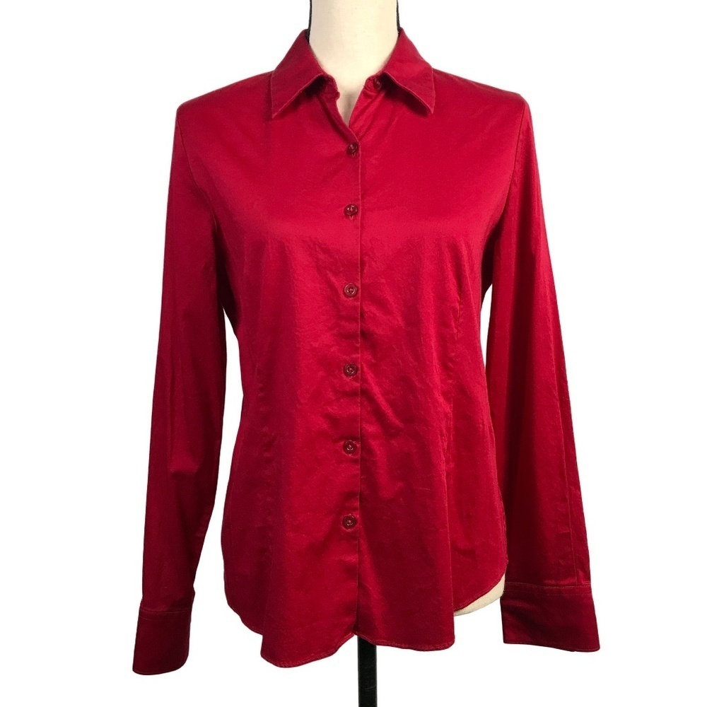 Red Button Down Long Sleeve Career Shirt​
